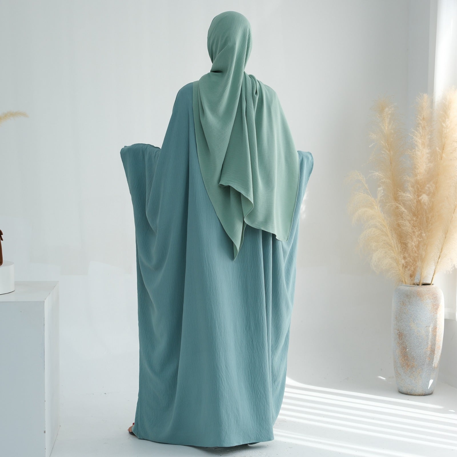 Mintgroen Jazz Crêpe Vlinder Abaya Jurk