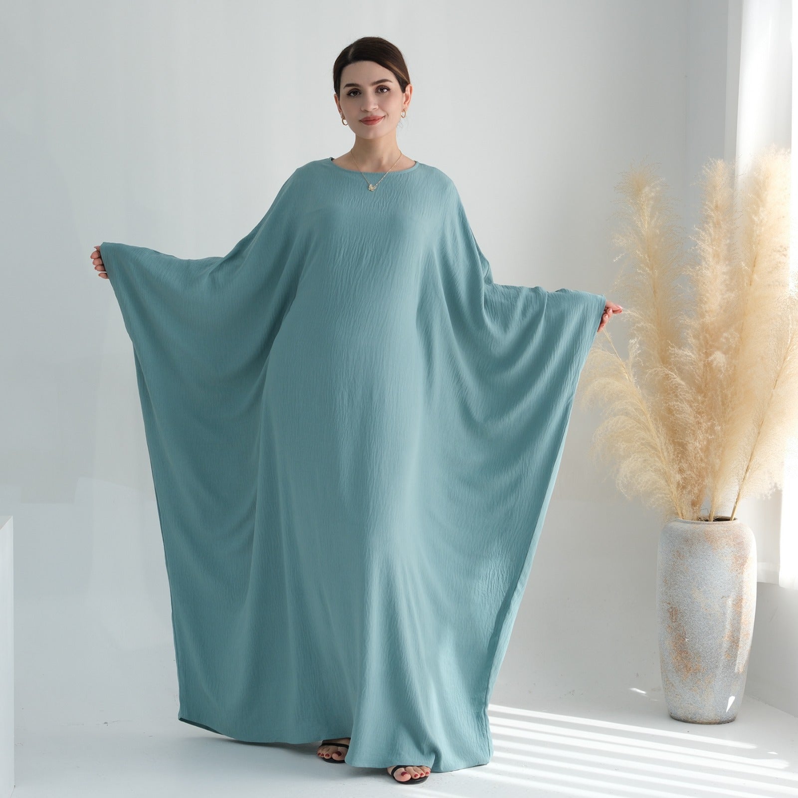 Mintgroen Jazz Crêpe Vlinder Abaya Jurk