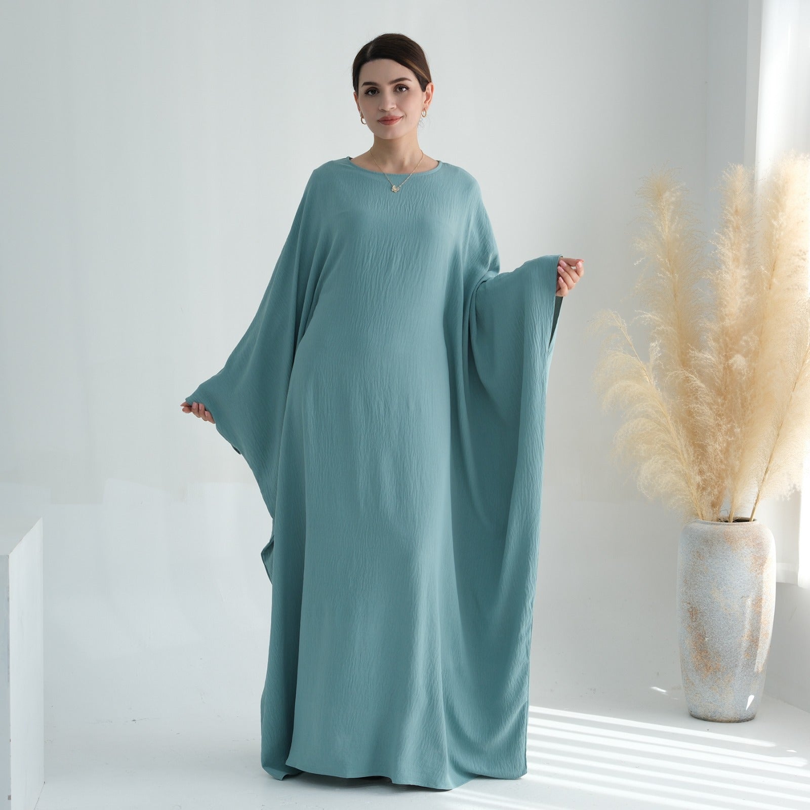 Mintgroen Jazz Crêpe Vlinder Abaya Jurk