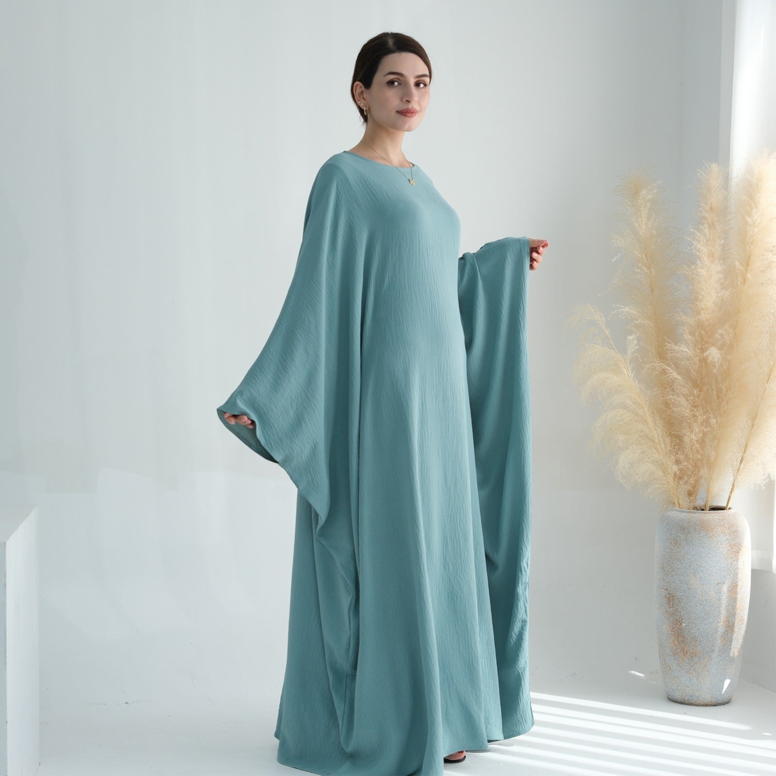 Mintgroen Jazz Crêpe Vlinder Abaya Jurk