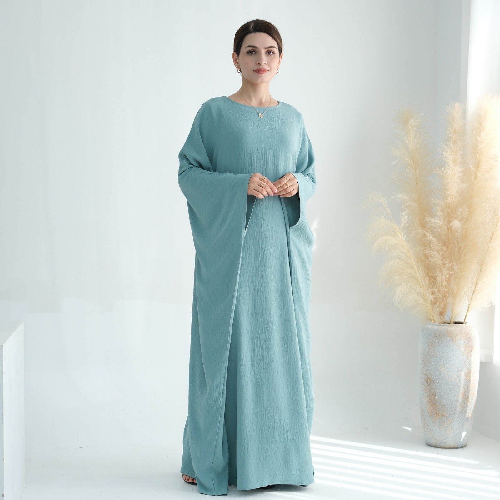 Mintgroen Jazz Crêpe Vlinder Abaya Jurk