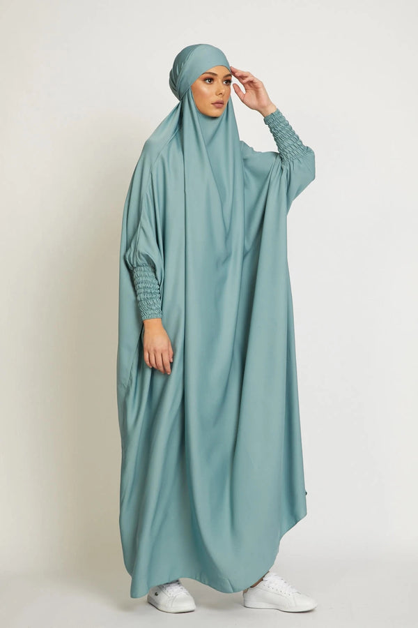 Mintgroen Zijdezachte Satijn Onepiece Jilbab