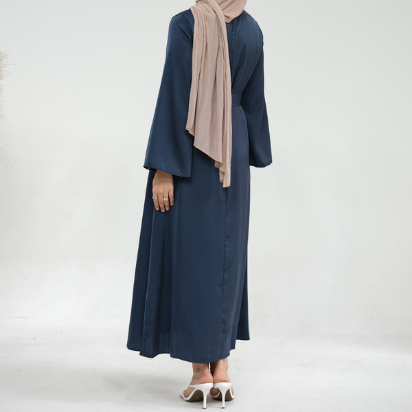 Mistblauw Zijdezachte Satijn Abaya Jurk