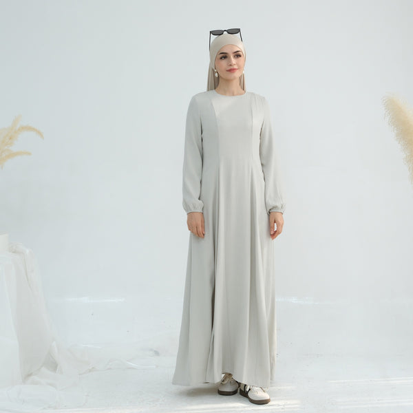 Mistgrijs Princess Seam Abaya Jurk