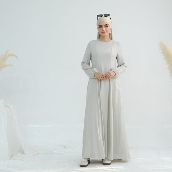 Mistgrijs Princess Seam Abaya Jurk