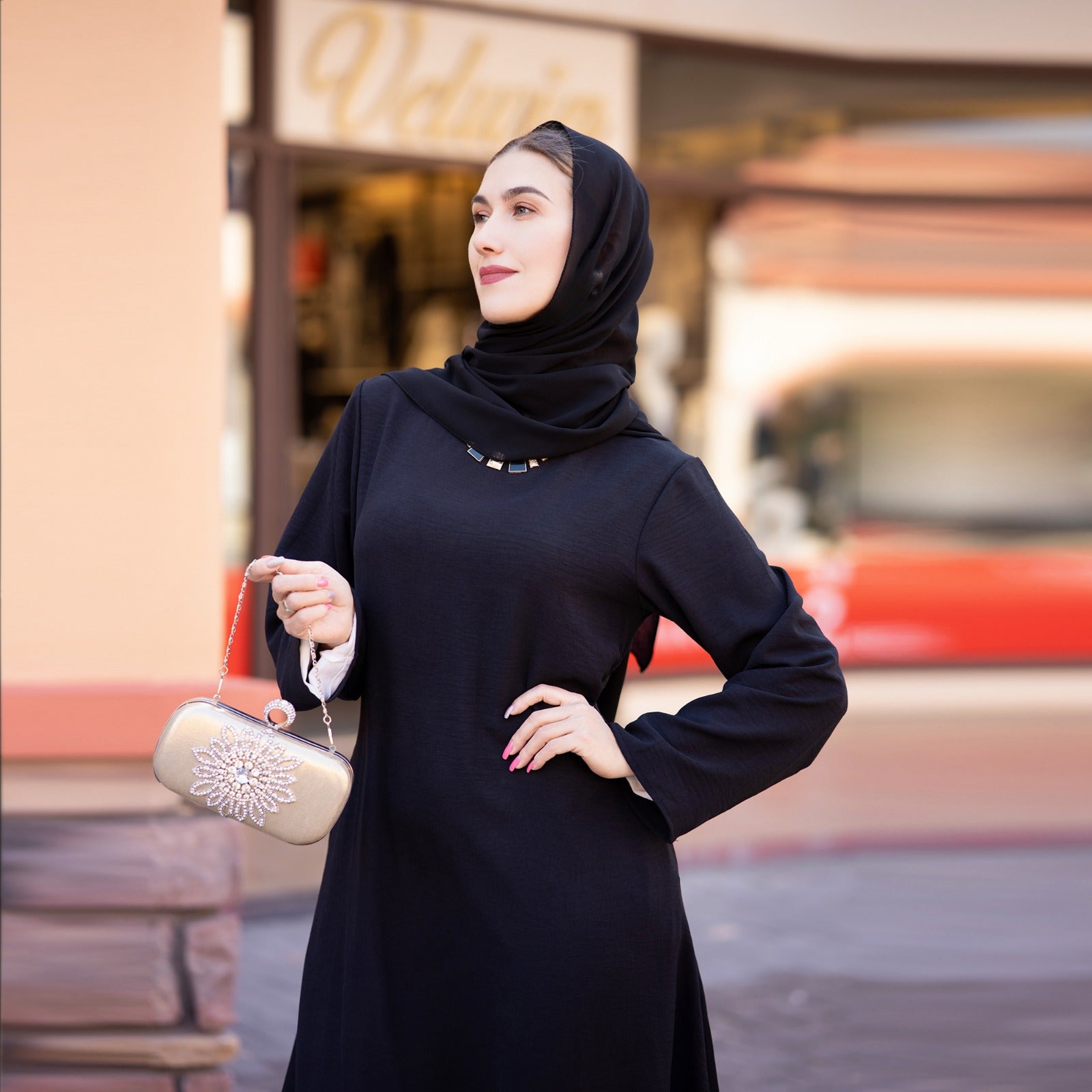 Nachtzwart Jazz Crêpe Abaya Jurk