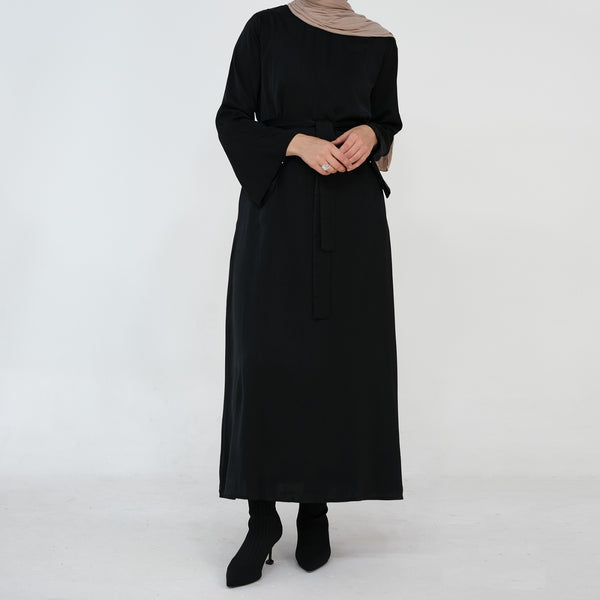 Nachtzwart Zijdezachte Satijn Abaya Jurk