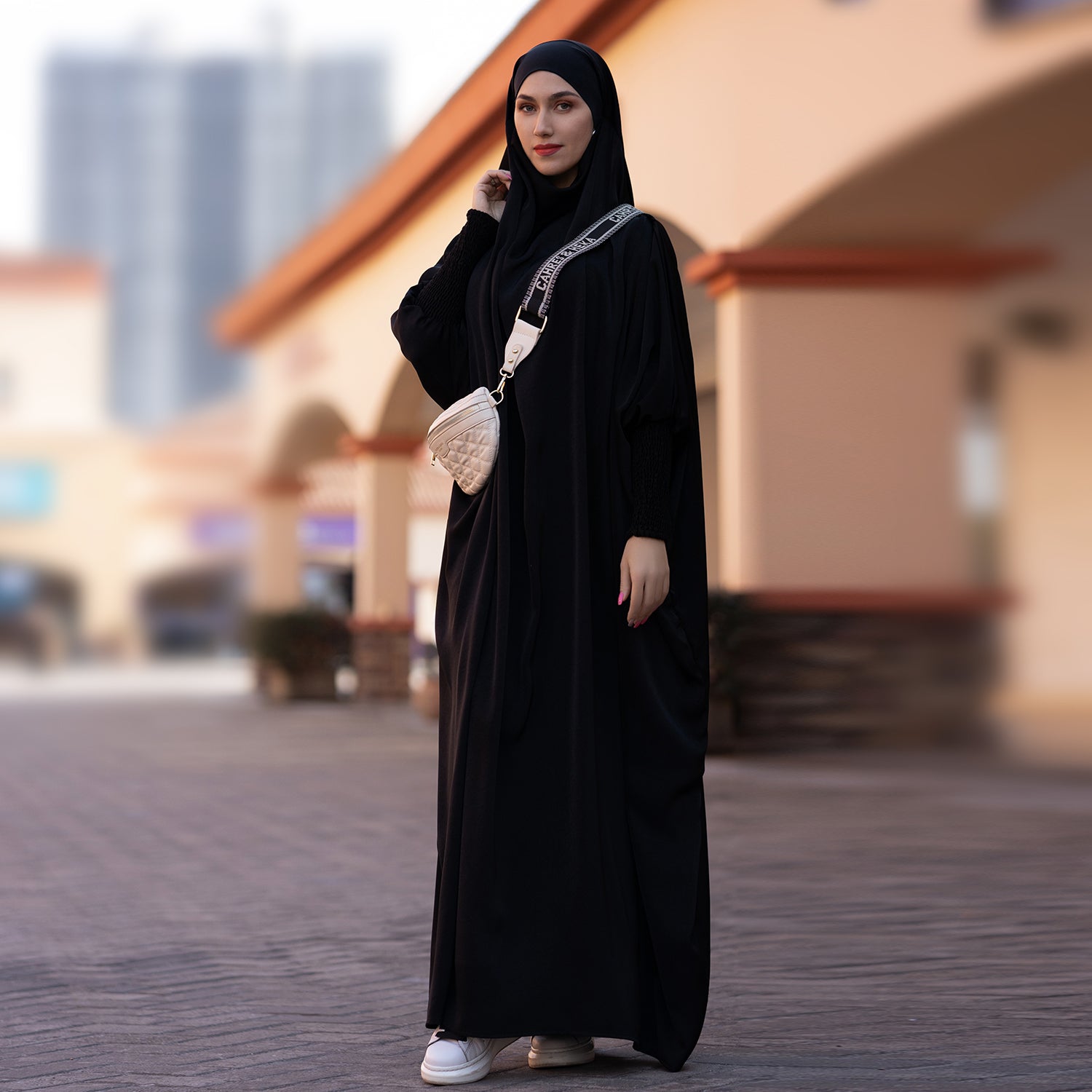 Nachtzwart Zijdezachte Satijn Onepiece Jilbab