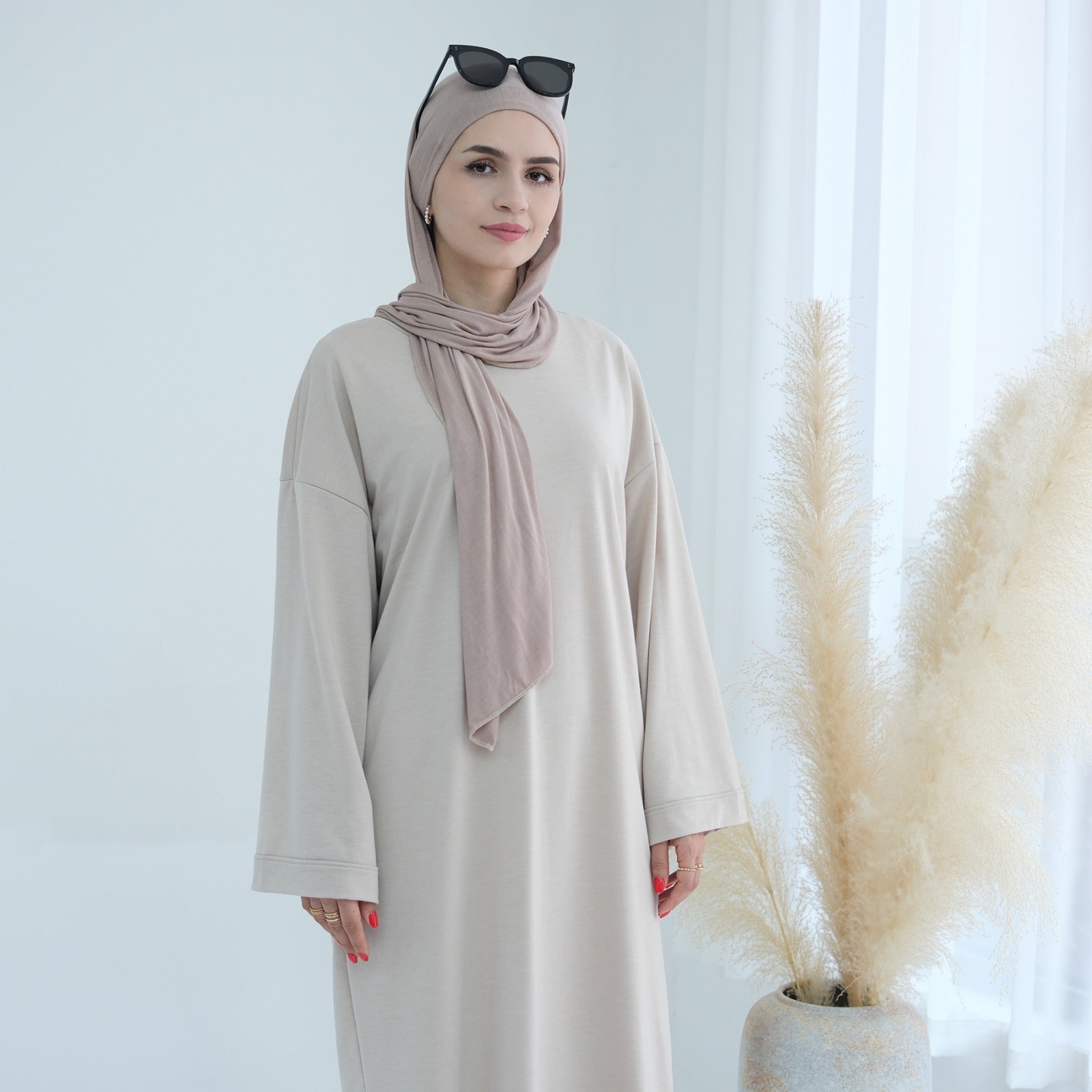 Parelwit Sweatshirt Abaya Jurk