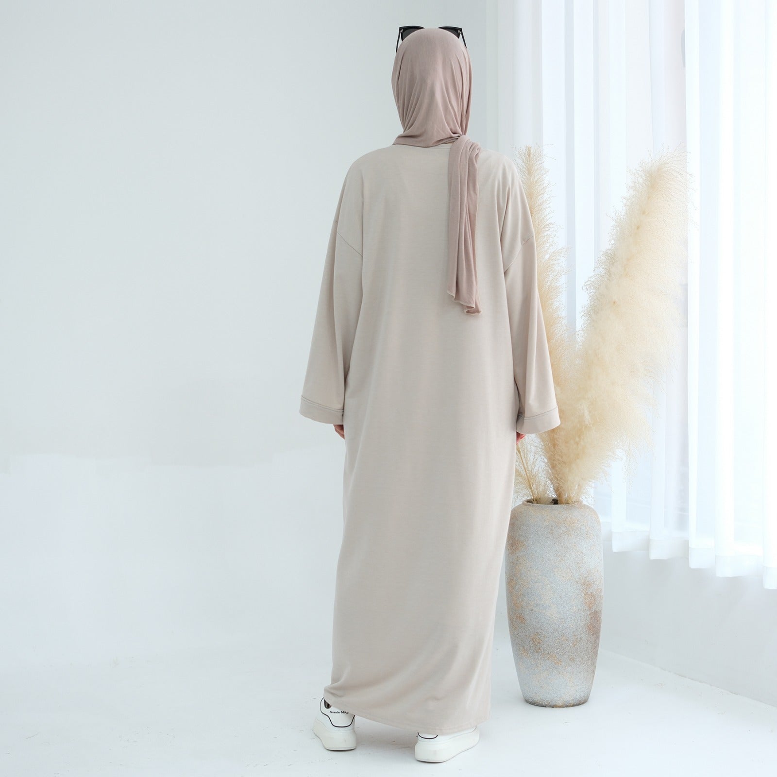 Parelwit Sweatshirt Abaya Jurk