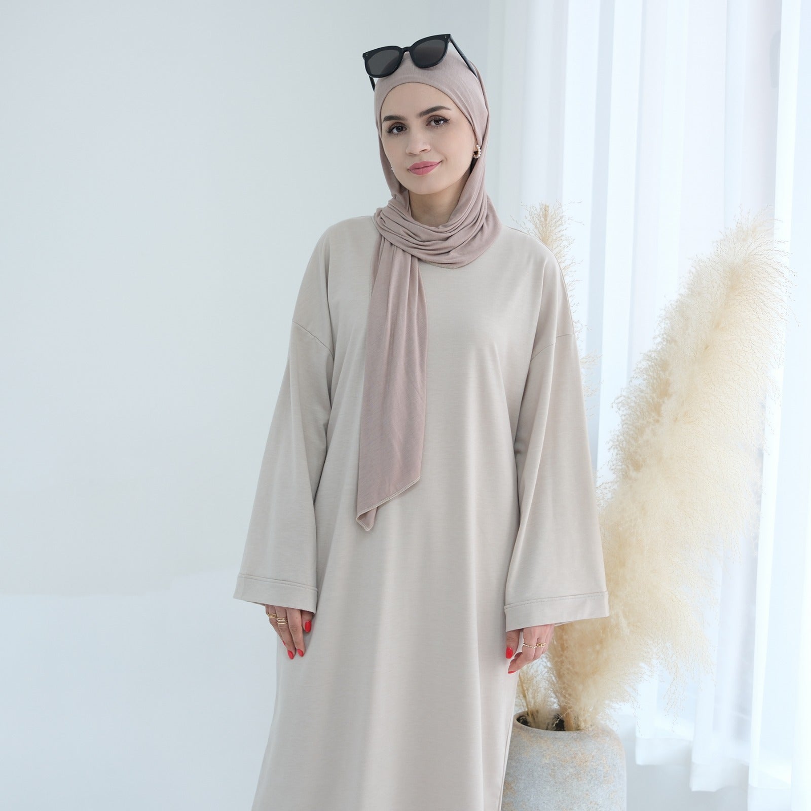 Parelwit Sweatshirt Abaya Jurk