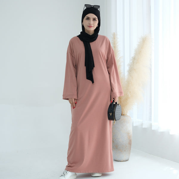Perzikroze Sweatshirt Abaya Jurk