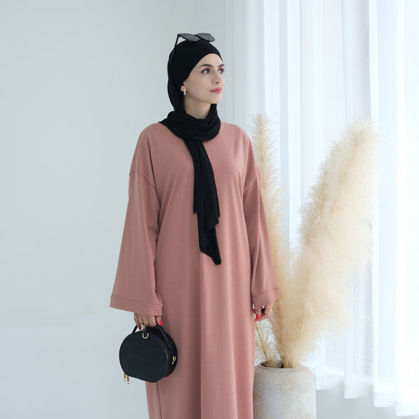 Perzikroze Sweatshirt Abaya Jurk