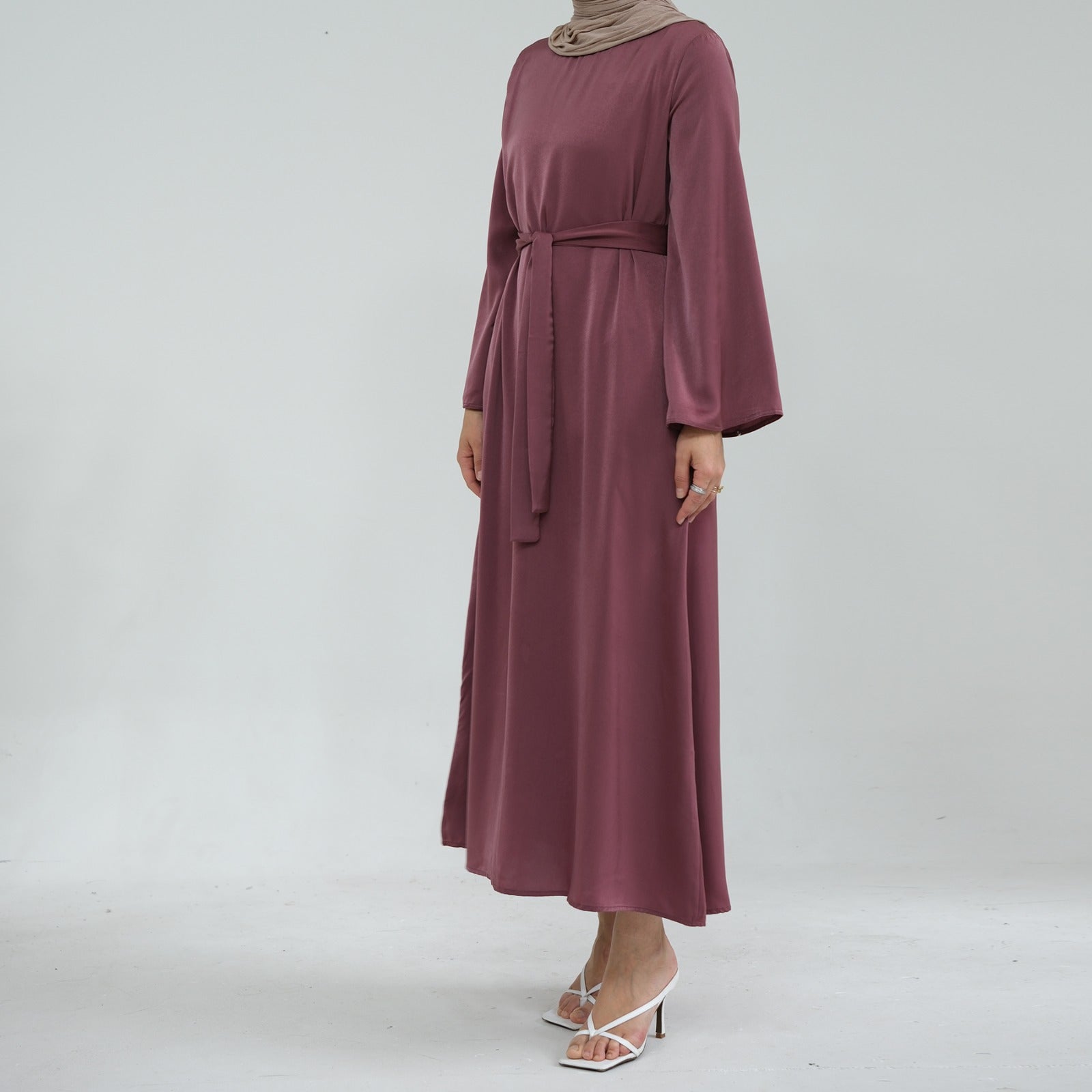 Roségoud Zijdezachte Satijn Abaya Jurk