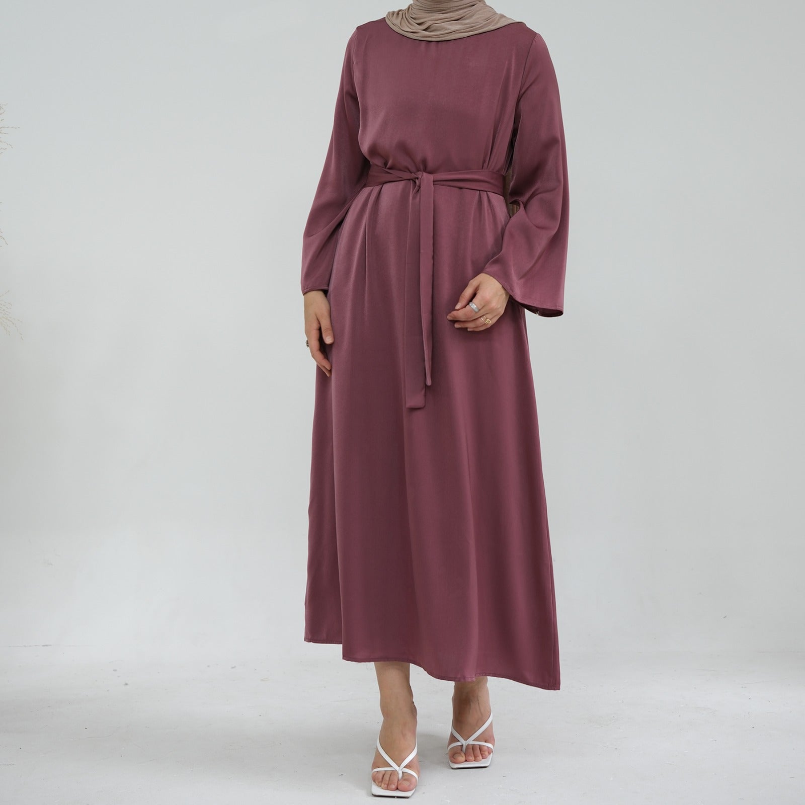 Roségoud Zijdezachte Satijn Abaya Jurk