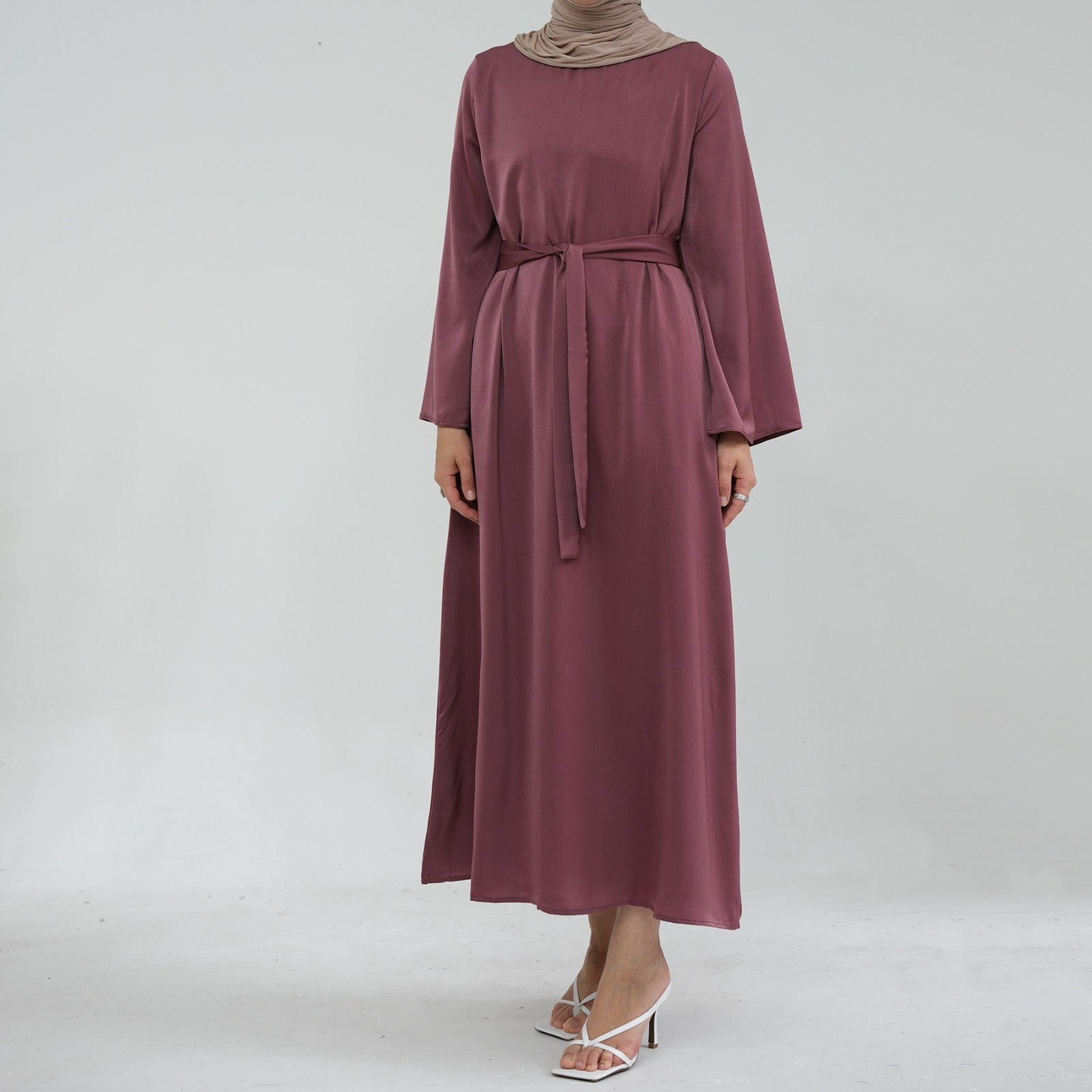 Roségoud Zijdezachte Satijn Abaya Jurk