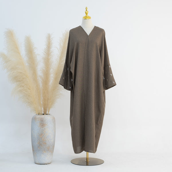 Steentaupe Kimono Abaya Jurk met Maanborduur