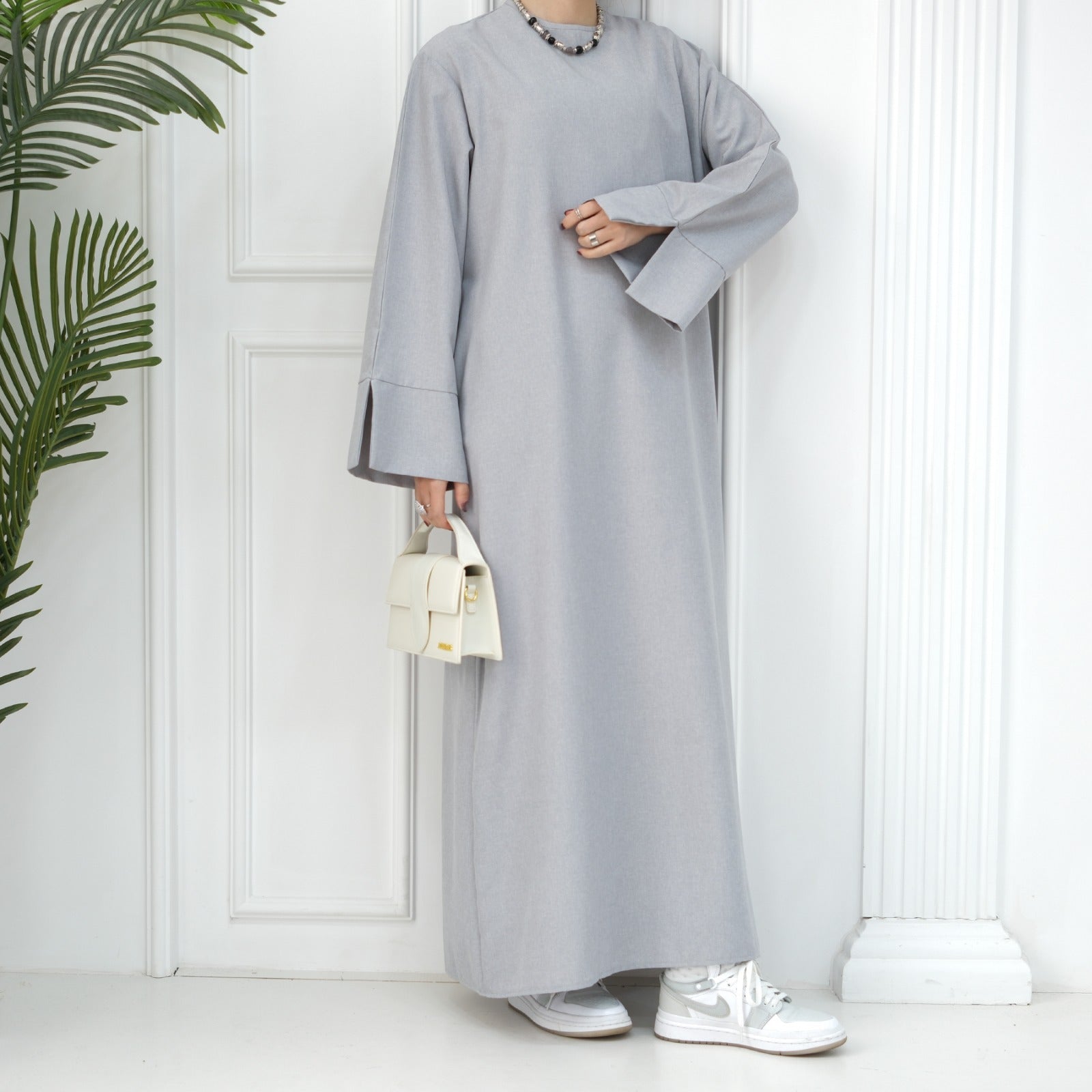 Mistgrijs Simpel Abaya Jurk