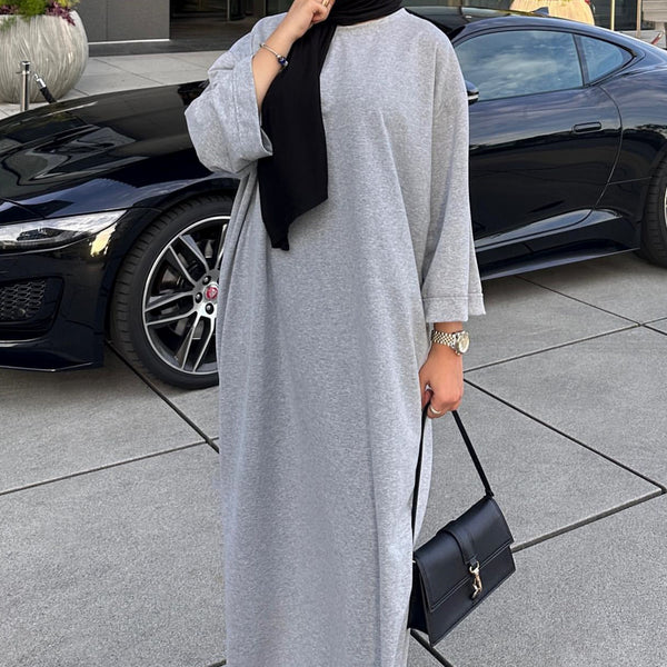Melangegrijs Sweatshirt Abaya Jurk
