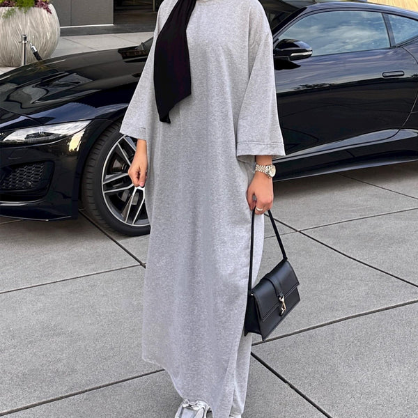 Melangegrijs Sweatshirt Abaya Jurk