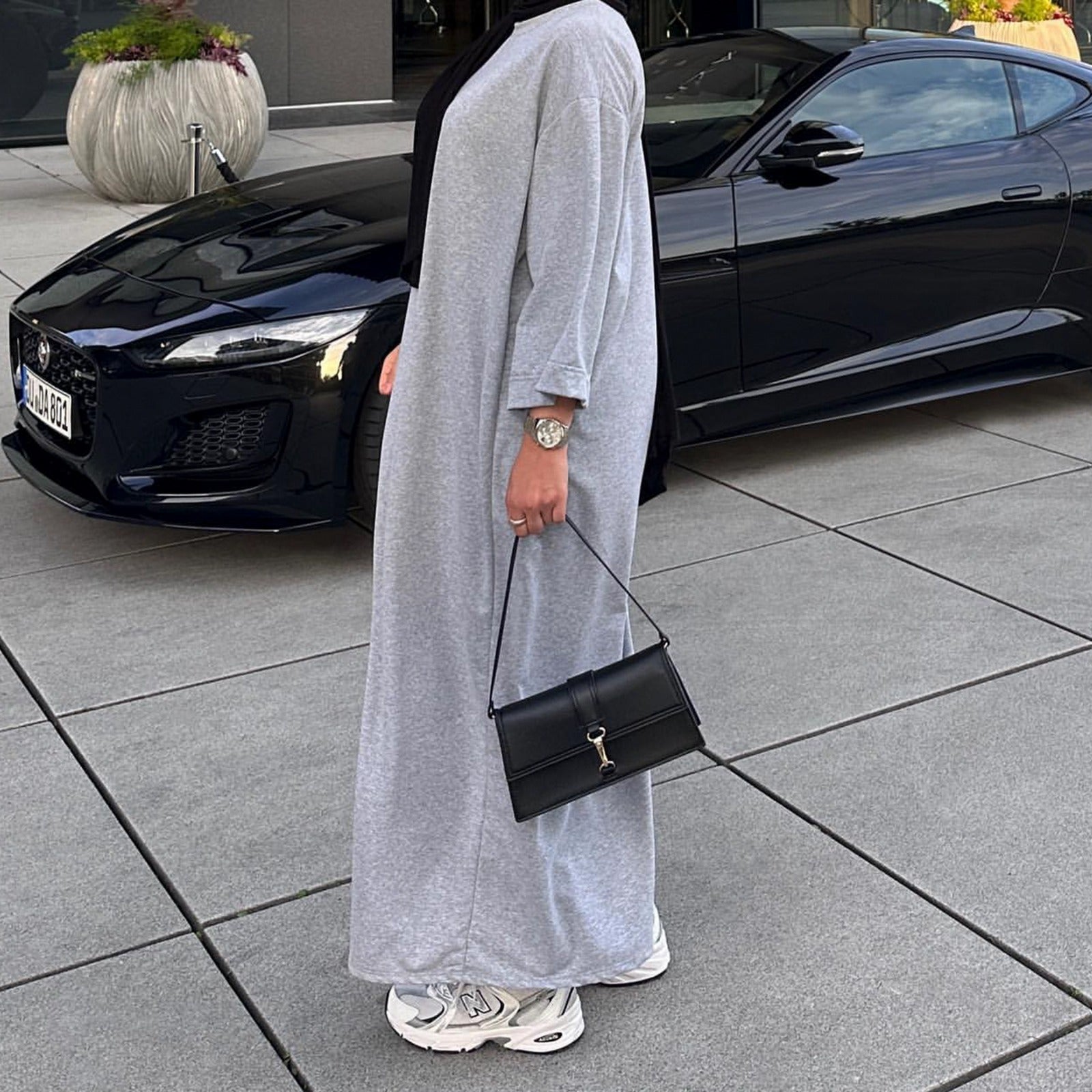 Melangegrijs Sweatshirt Abaya Jurk