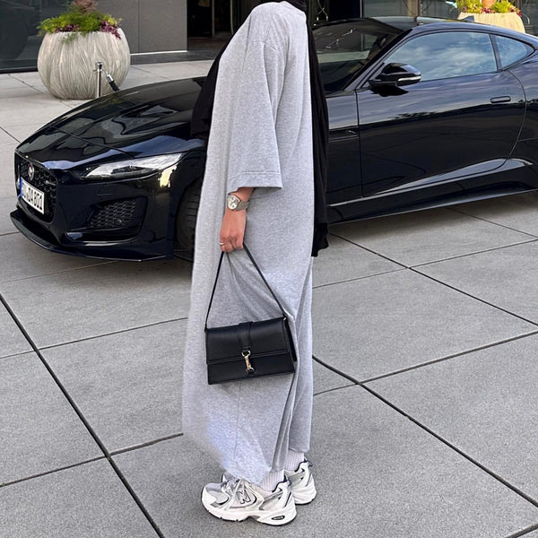 Melangegrijs Sweatshirt Abaya Jurk