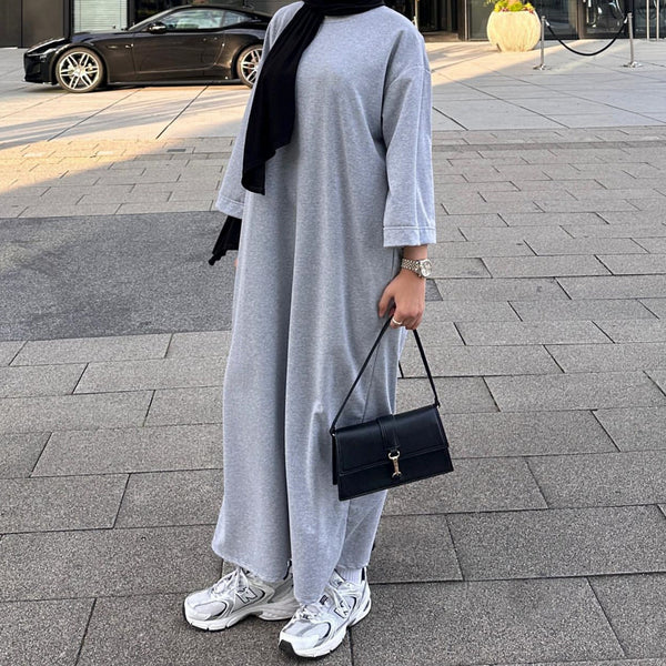 Melangegrijs Sweatshirt Abaya Jurk