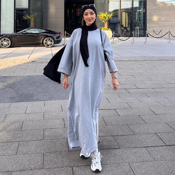 Melangegrijs Sweatshirt Abaya Jurk