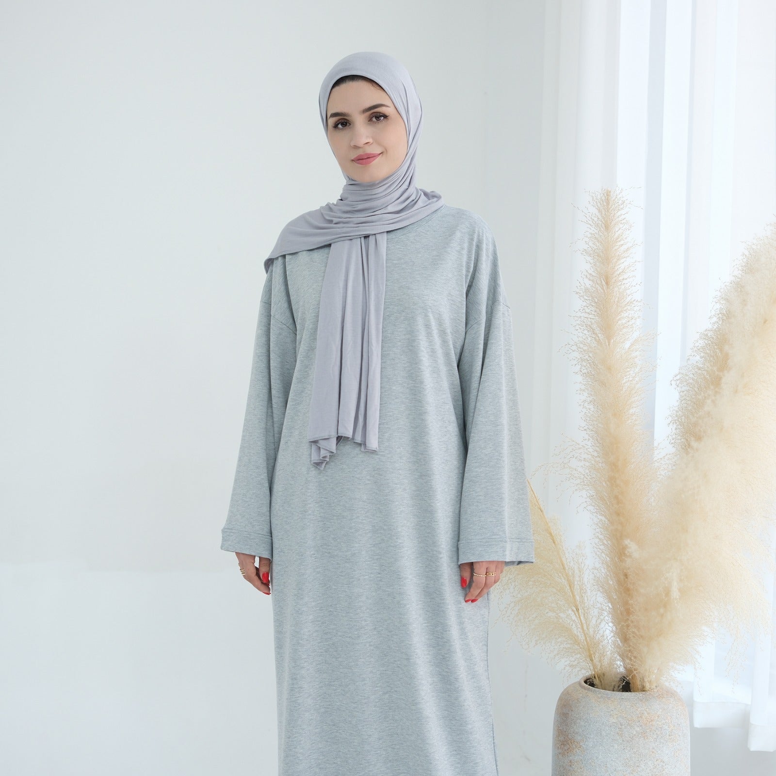Melangegrijs Sweatshirt Abaya Jurk