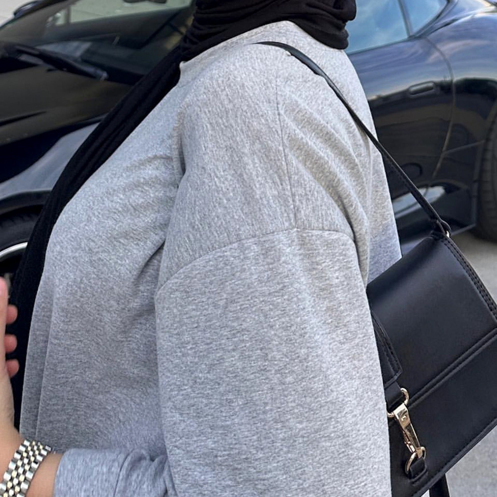 Melangegrijs Sweatshirt Abaya Jurk