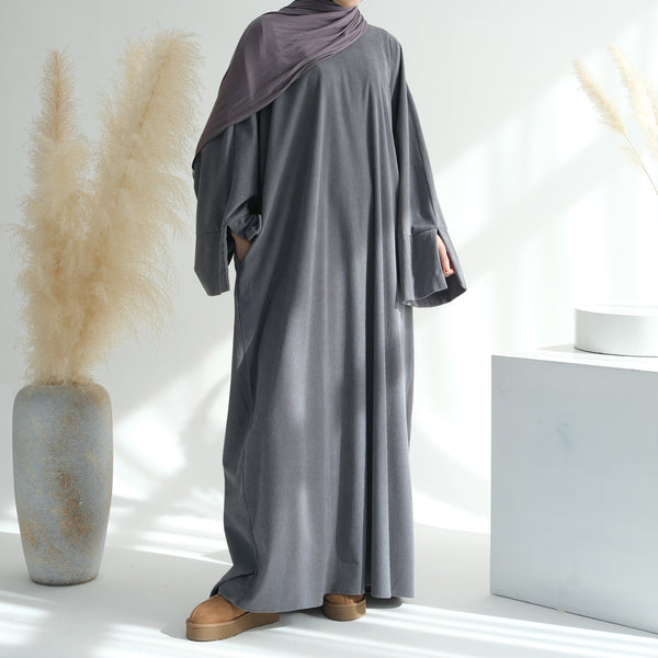 Stormgrijs Winter Corduroy Abaya