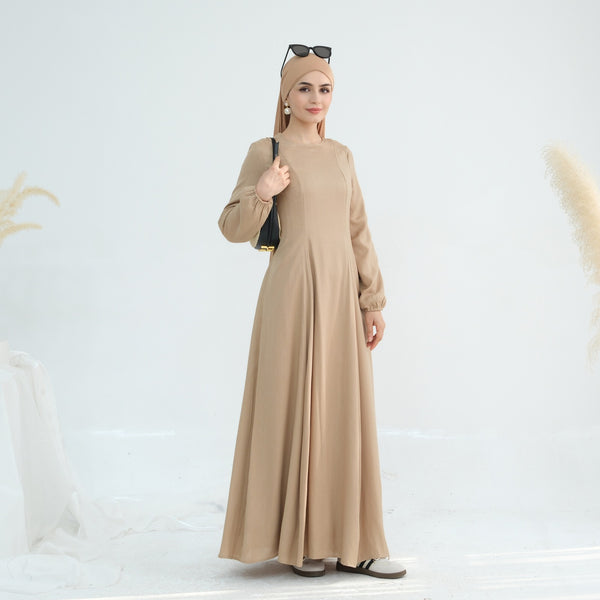 Zandbeige Princess Seam Abaya Jurk