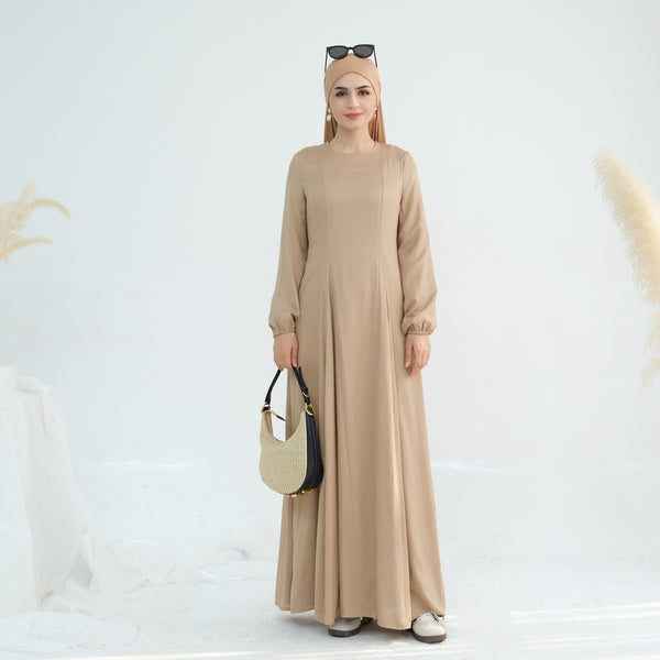 Zandbeige Princess Seam Abaya Jurk