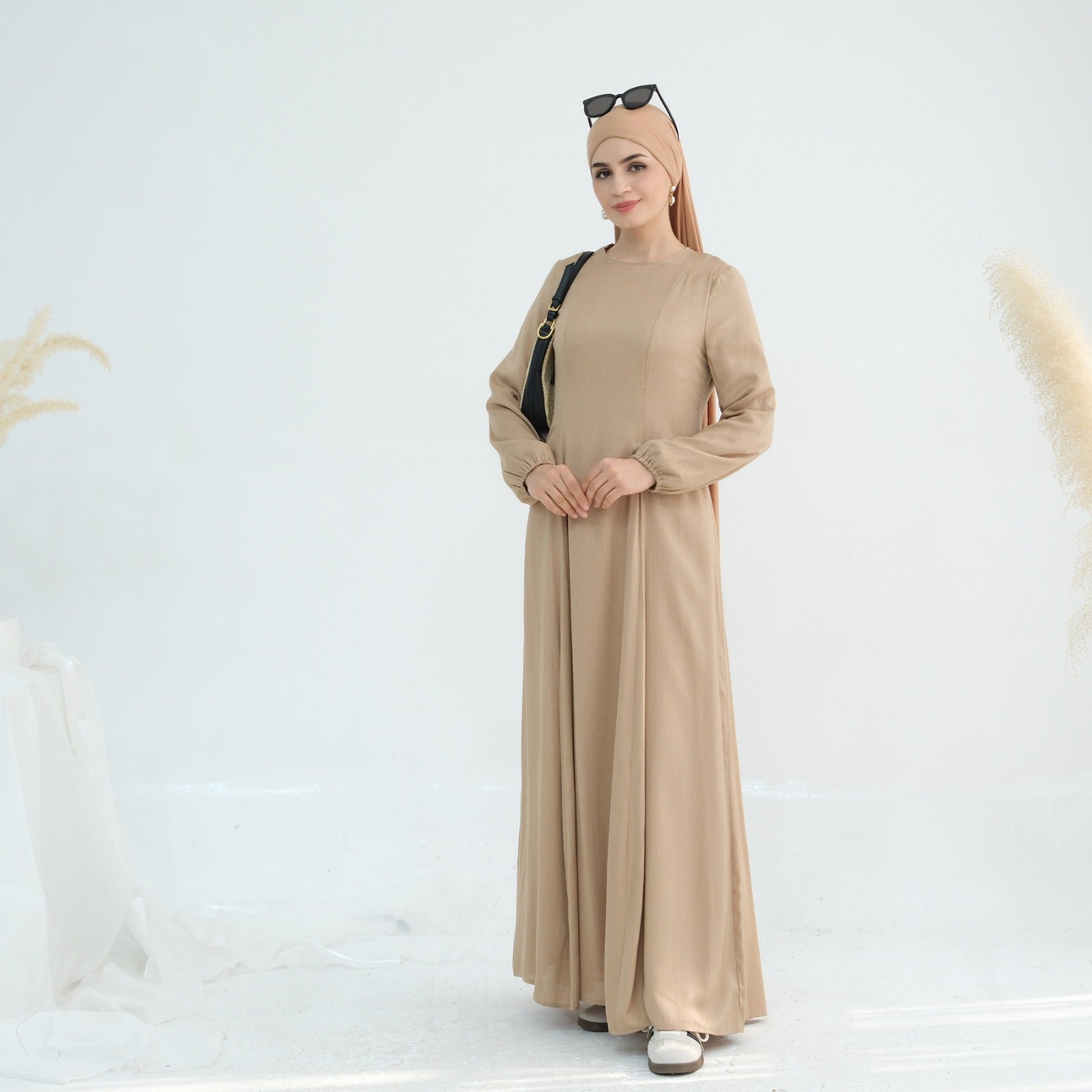 Zandbeige Princess Seam Abaya Jurk