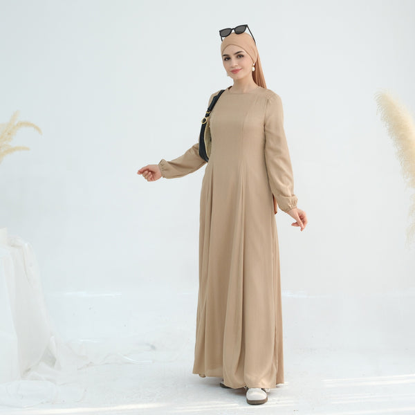 Zandbeige Princess Seam Abaya Jurk