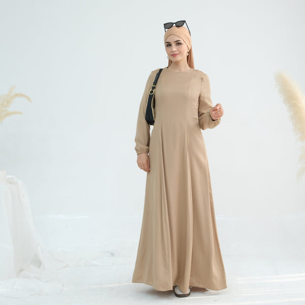 Zandbeige Princess Seam Abaya Jurk