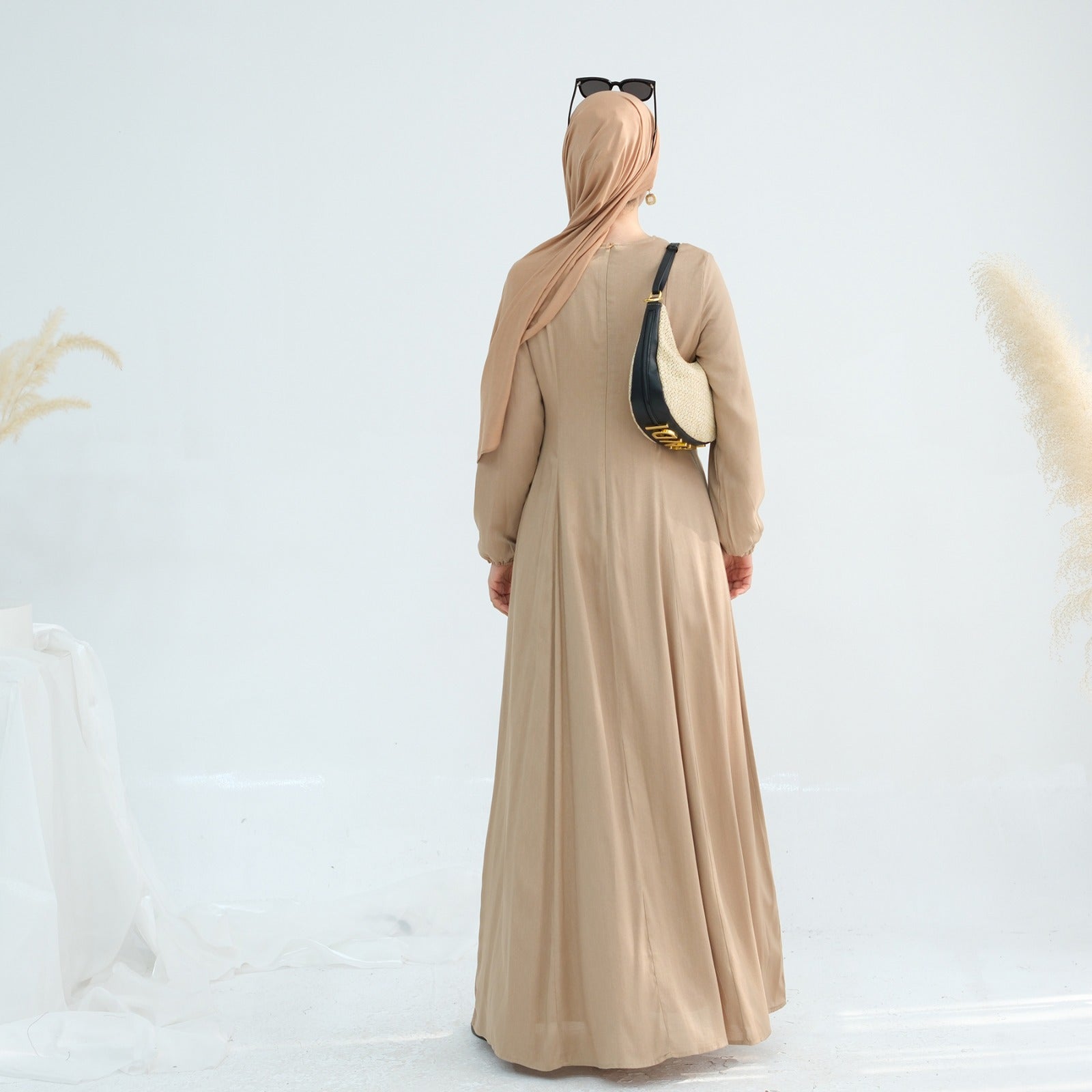 Zandbeige Princess Seam Abaya Jurk